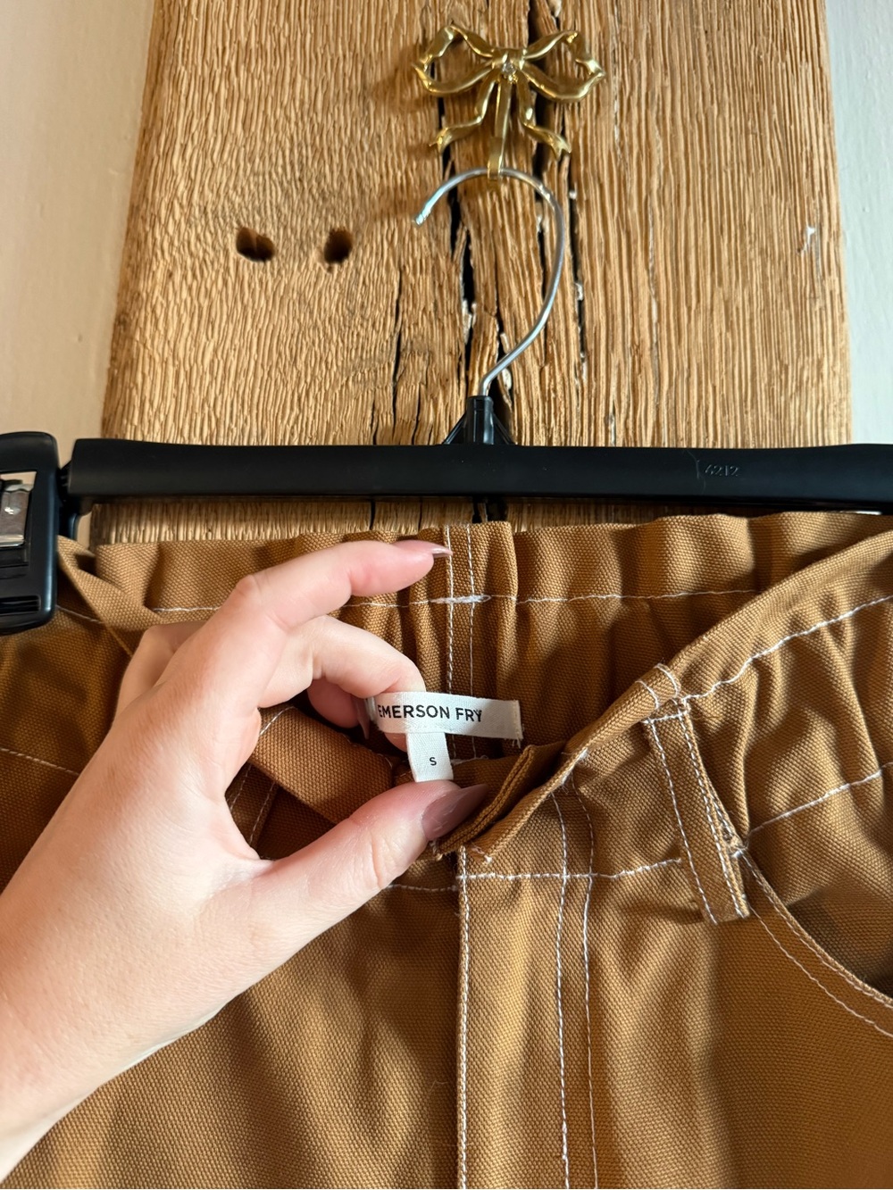 Emerson Fry Women's Size Small Caramel 100% Organic Cotton Barrel Work Pants - Picture 5 of 9